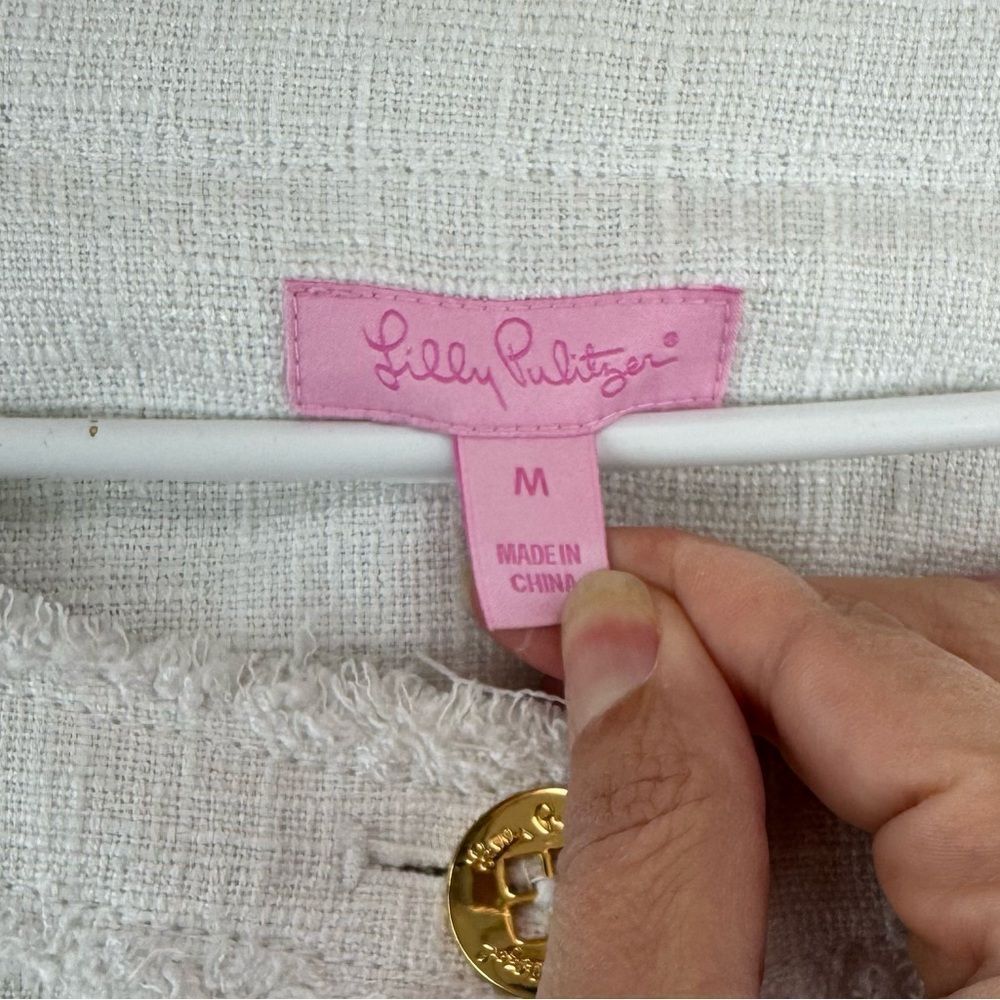 Lilly Pulitzer Millie Fringe Linen Blend Button Up Jacket - Picture 6 of 7